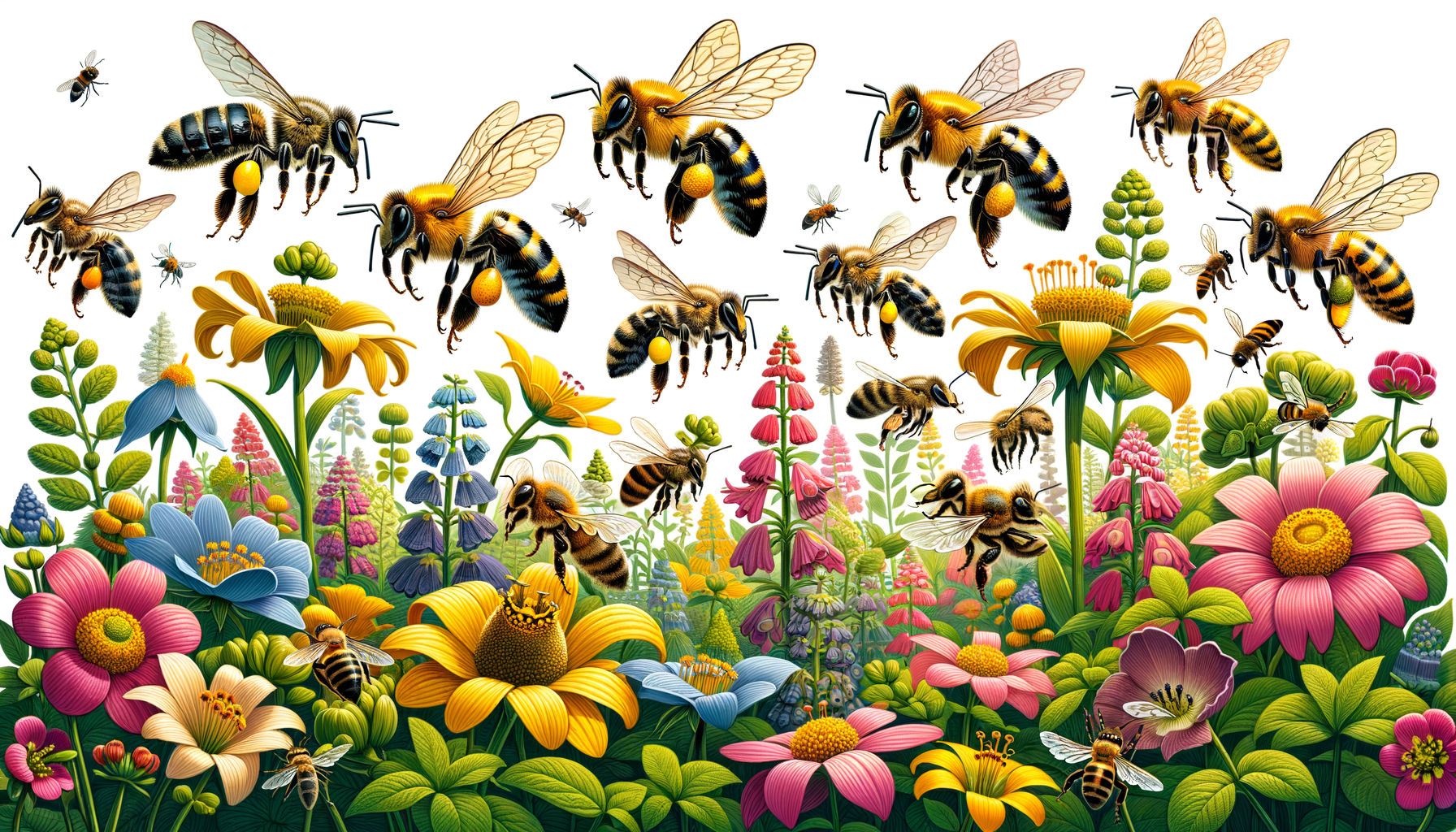 Bees in a Vibrant Garden - The Diversity and Importance of Pollination