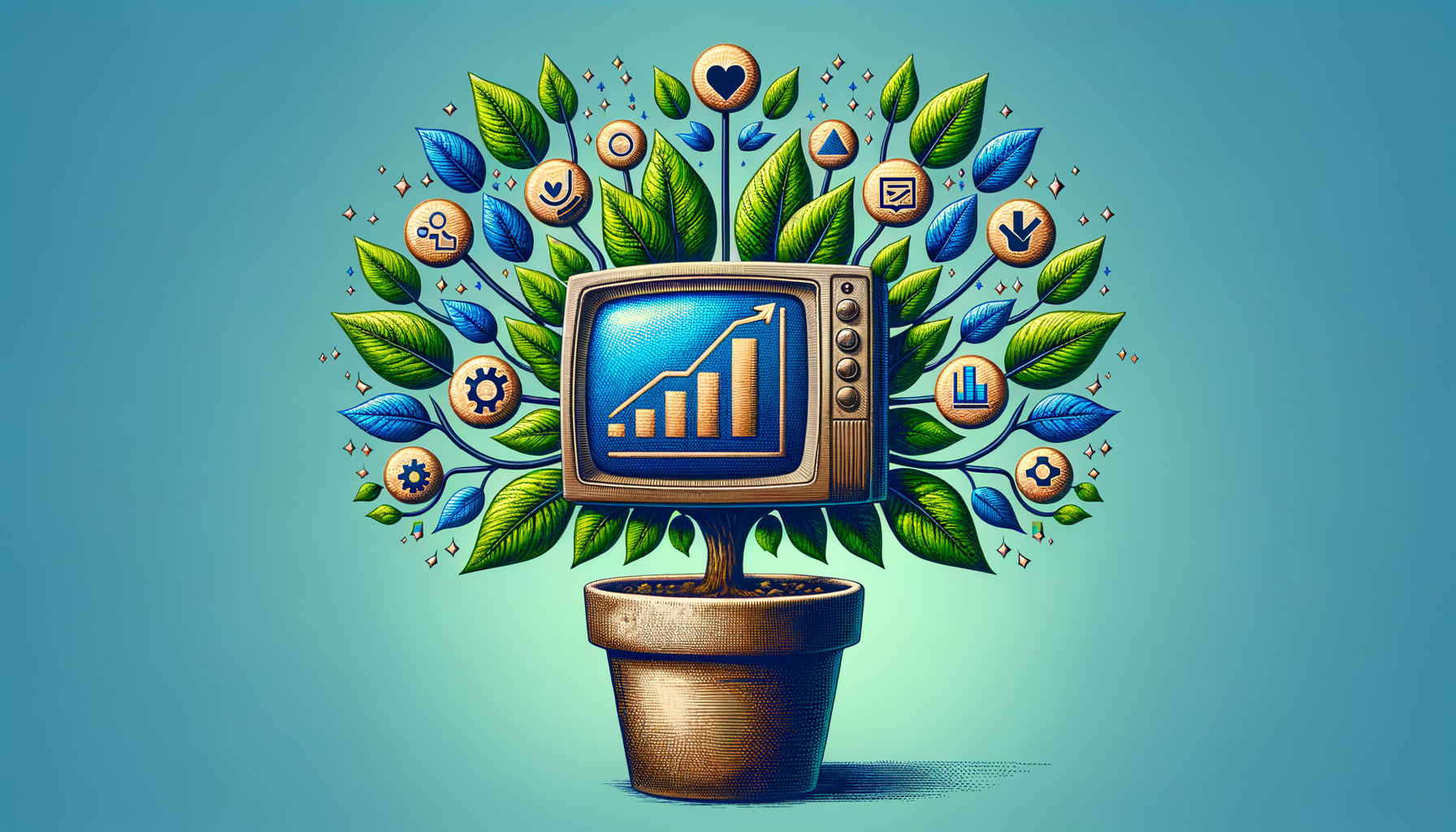Growth Metrics in SaaS Businesses Represented as a Flourishing Plant