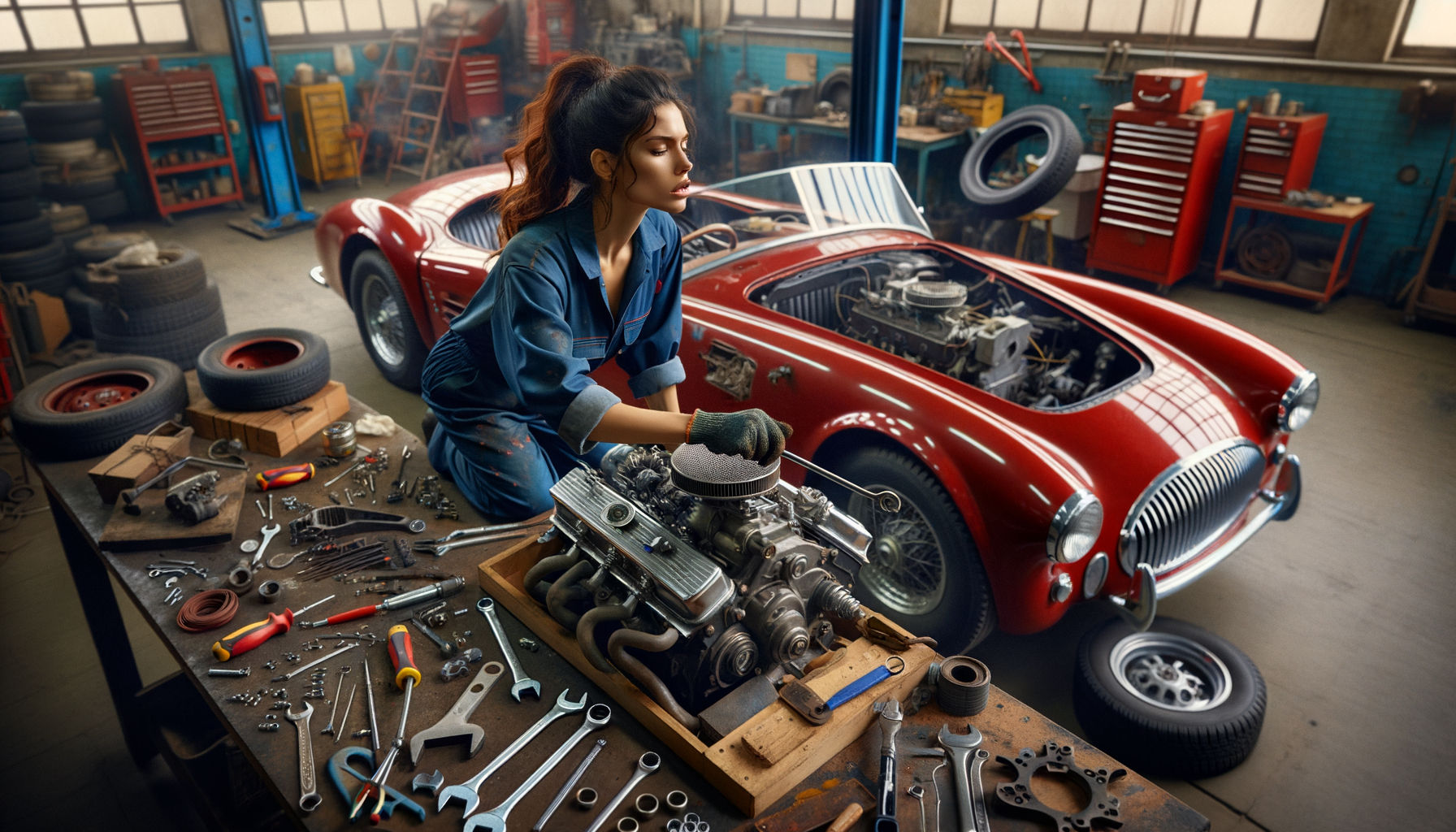 Rebuilding a salvage vehicle in a workshop